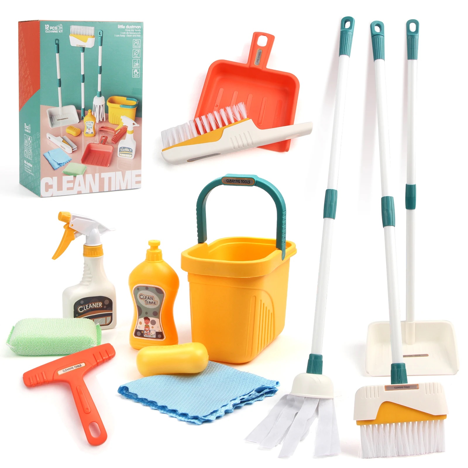 Kids Outdoor Broom - 12pcs/set Kids Cleaning Set Housework Supplies
