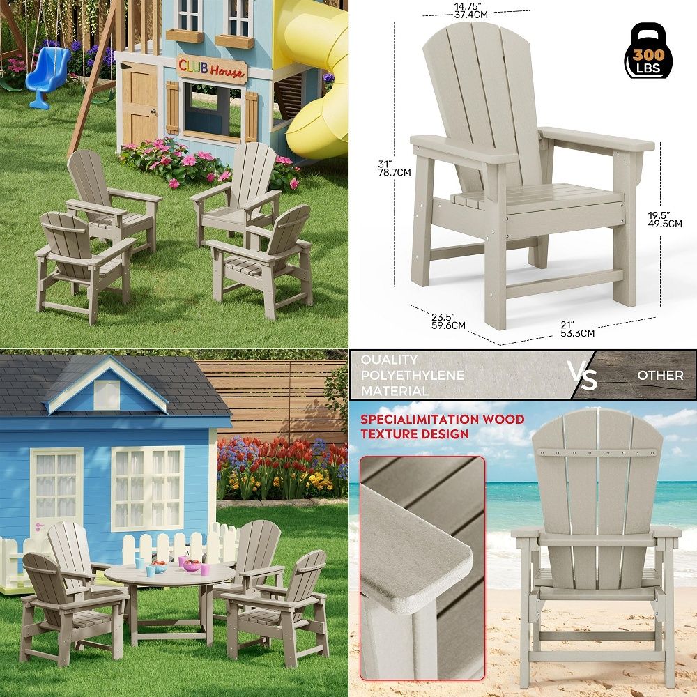 Kids Outdoor Lawn Chair - Kids Adirondack Chair Set of 4,