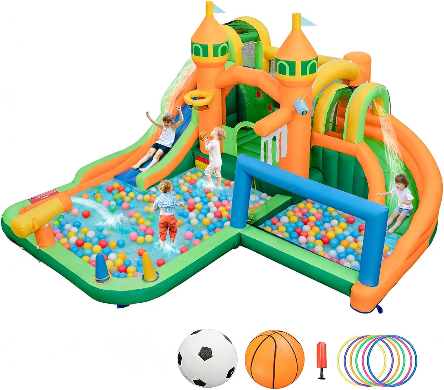 Kids Outdoor Water Park - 9-in-1 Inflatable Water Park Bounce House