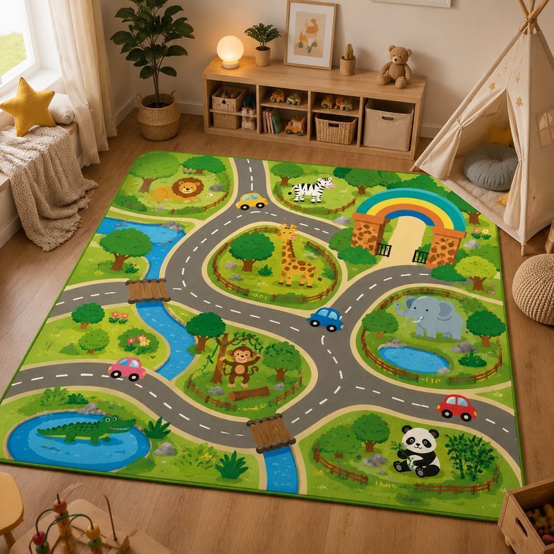 Kids Outdoor Zoo - VIKAMA Kids Town Zoo Traffic Play