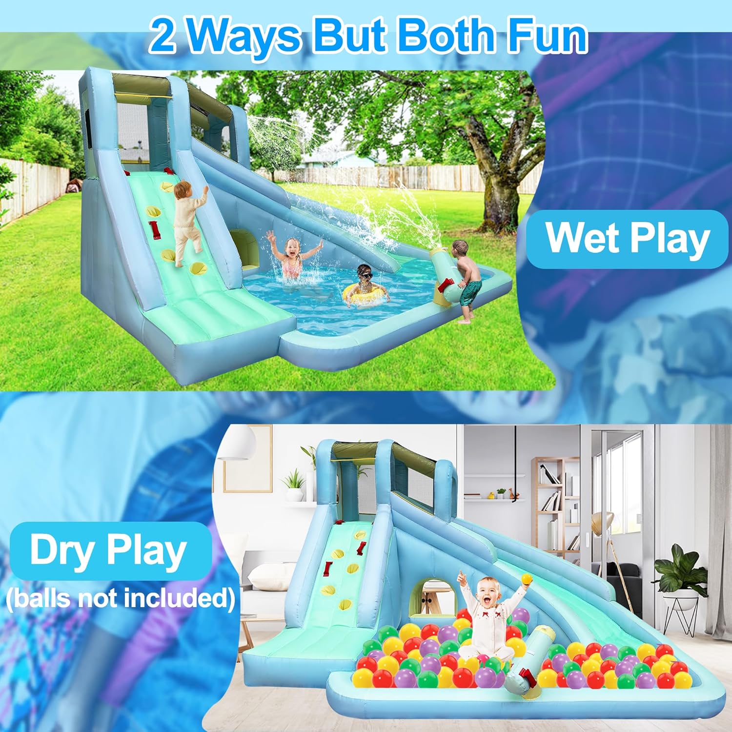 6-in-1 Inflatable Kids Bounce  - Kids Outdoor Water Park 评论和价格