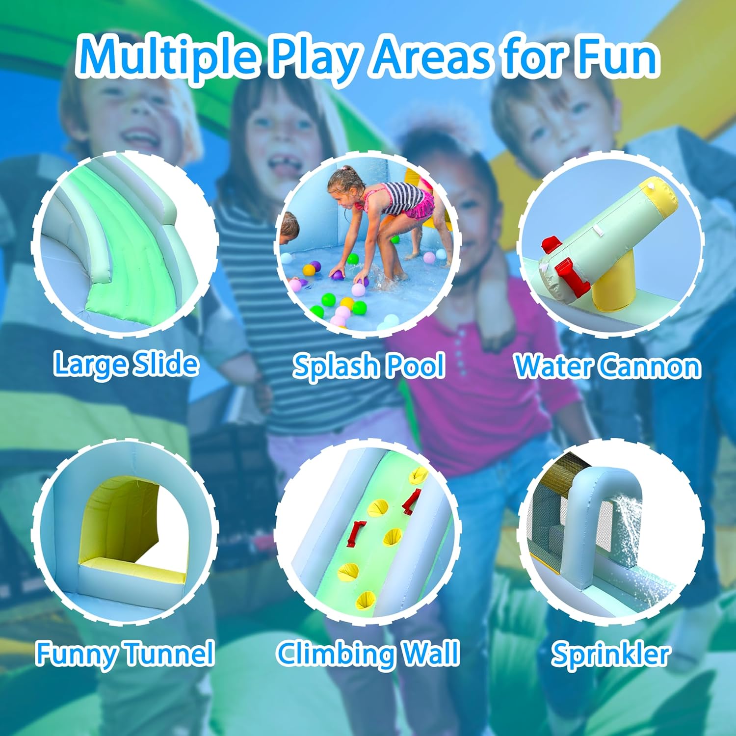 6-in-1 Inflatable Kids Bounce  - Kids Outdoor Water Park 评论和价格