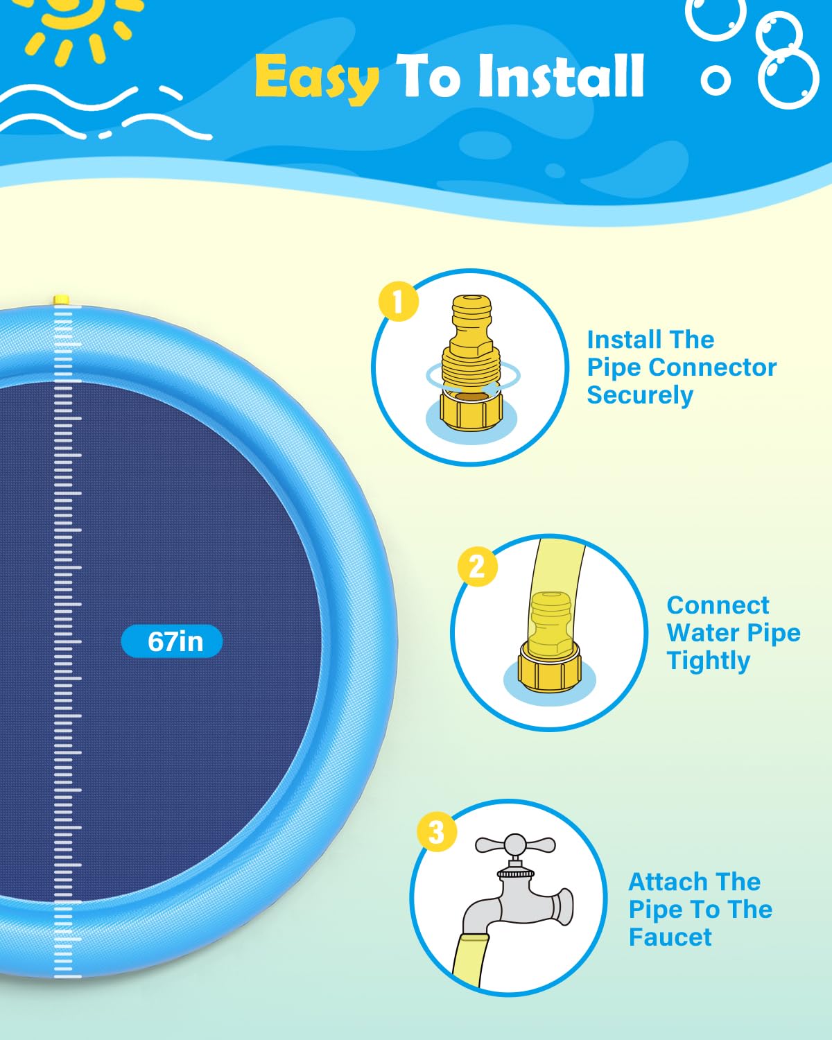 Dog Splash Pad Thick Sprinkler - Slip Slide Water Mat 评论和价格