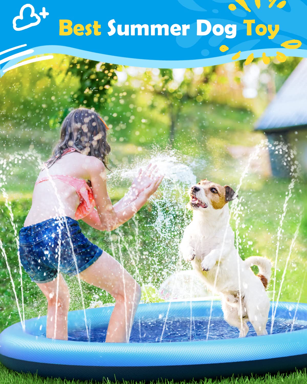 Dog Splash Pad Thick Sprinkler - Slip Slide Water Mat 评论和价格