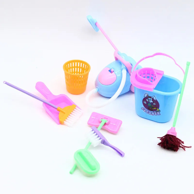 9PCS Miniature Doll House Clea - Kids Outdoor Broom 评论和价格