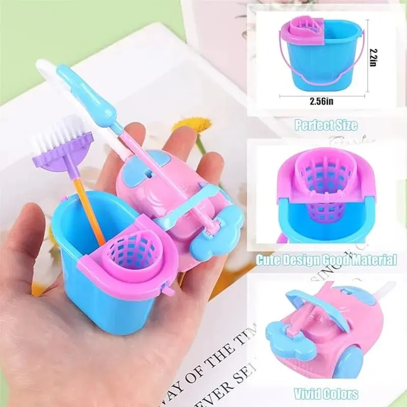 9PCS Miniature Doll House Clea - Kids Outdoor Broom 评论和价格