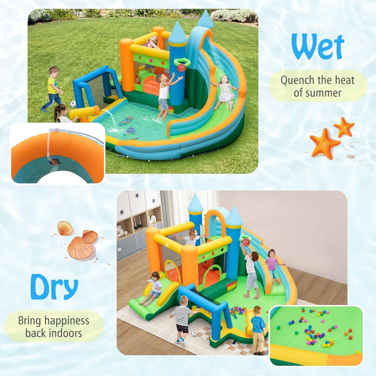 9-in-1 Inflatable Water Slide  - Kids Outdoor Jumping 评论和价格