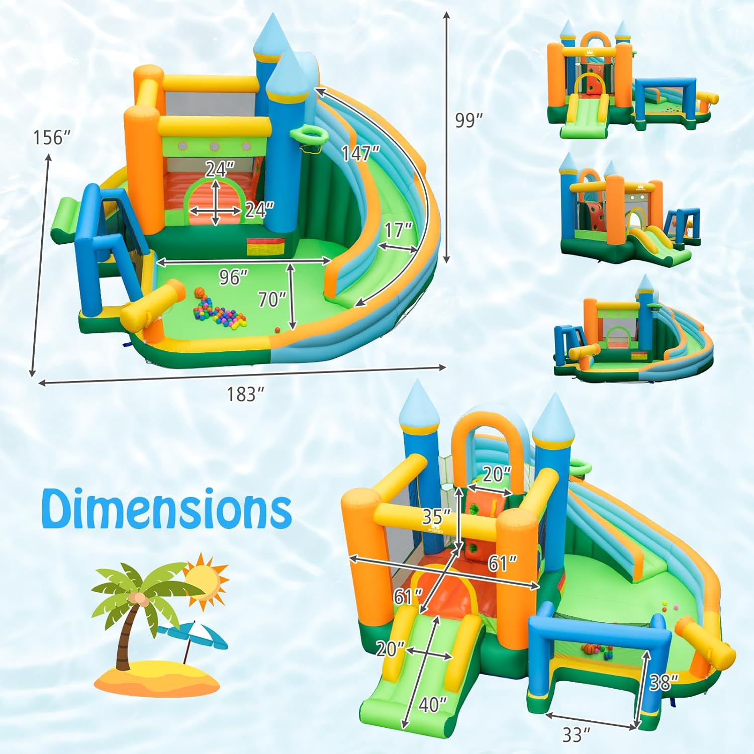 9-in-1 Inflatable Water Slide  - Kids Outdoor Jumping 评论和价格