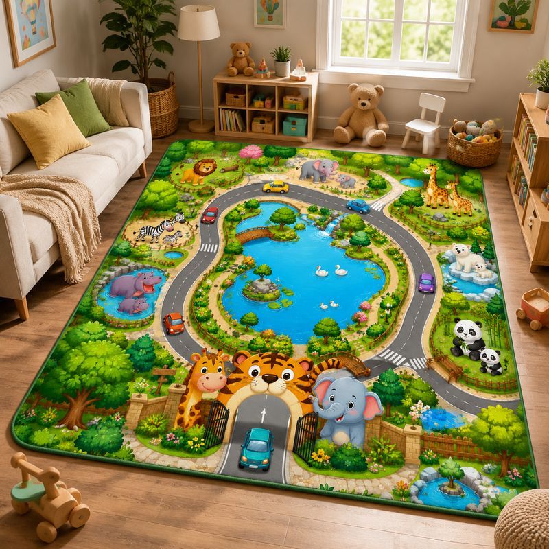 VIKAMA Kids Farm Zoo Play Rug  - Kids Outdoor Zoo 评论和价格