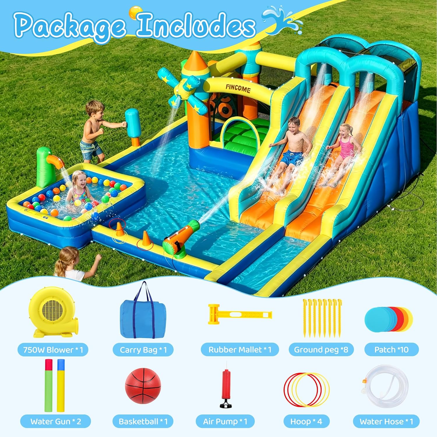 10-in-1 Inflatable Bouncy Cast - Kids Outdoor Water Park 评论和价格
