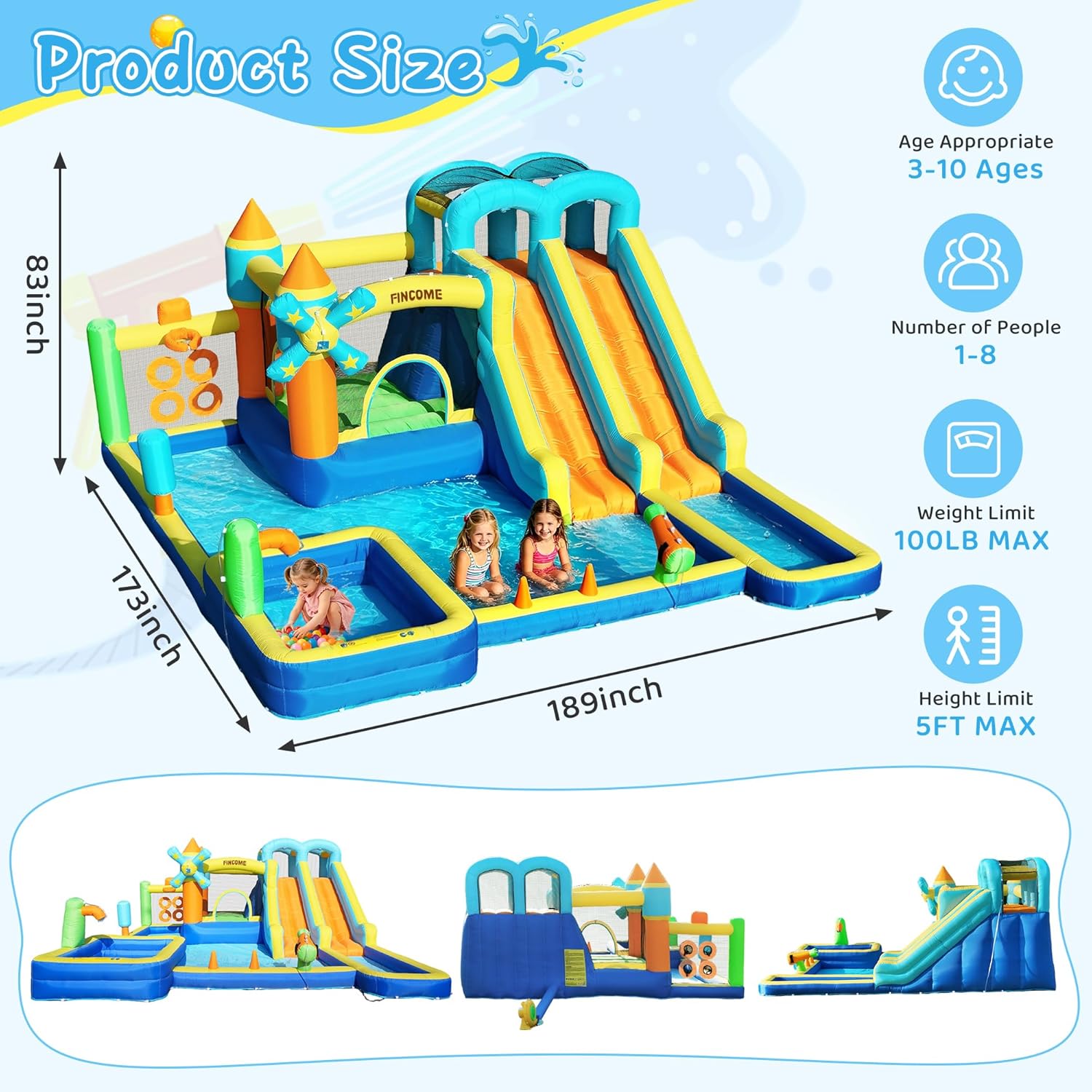 10-in-1 Inflatable Bouncy Cast - Kids Outdoor Water Park 评论和价格