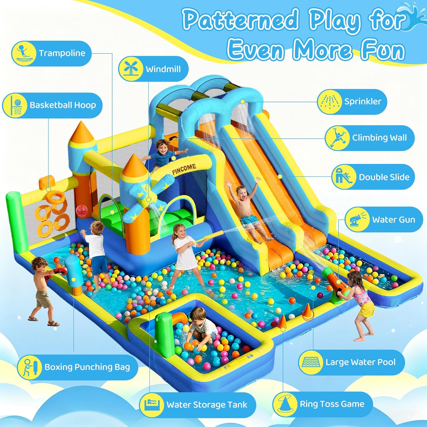10-in-1 Inflatable Bouncy Cast - Kids Outdoor Water Park 评论和价格