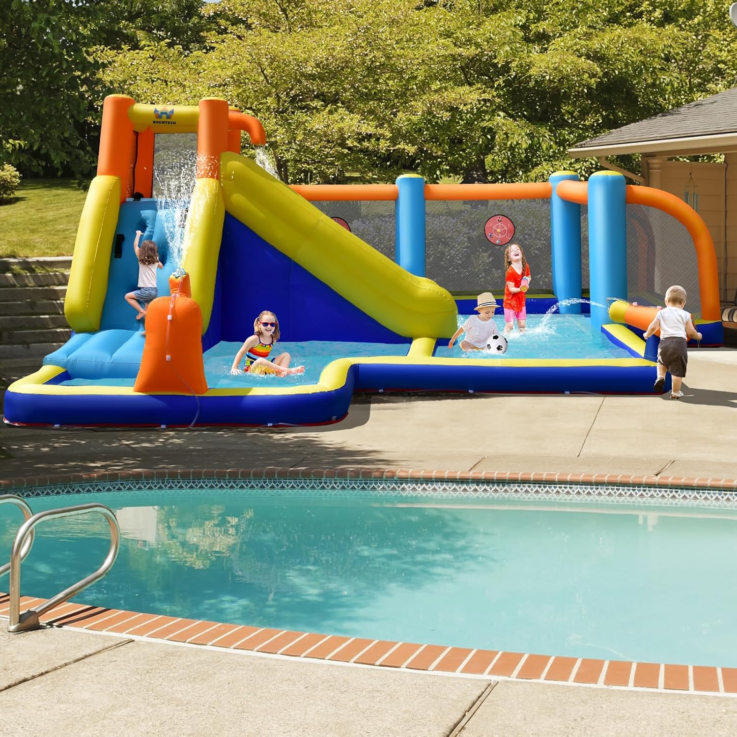 Giant Inflatable Water Slide B - Kids Outdoor Water Park 评论和价格