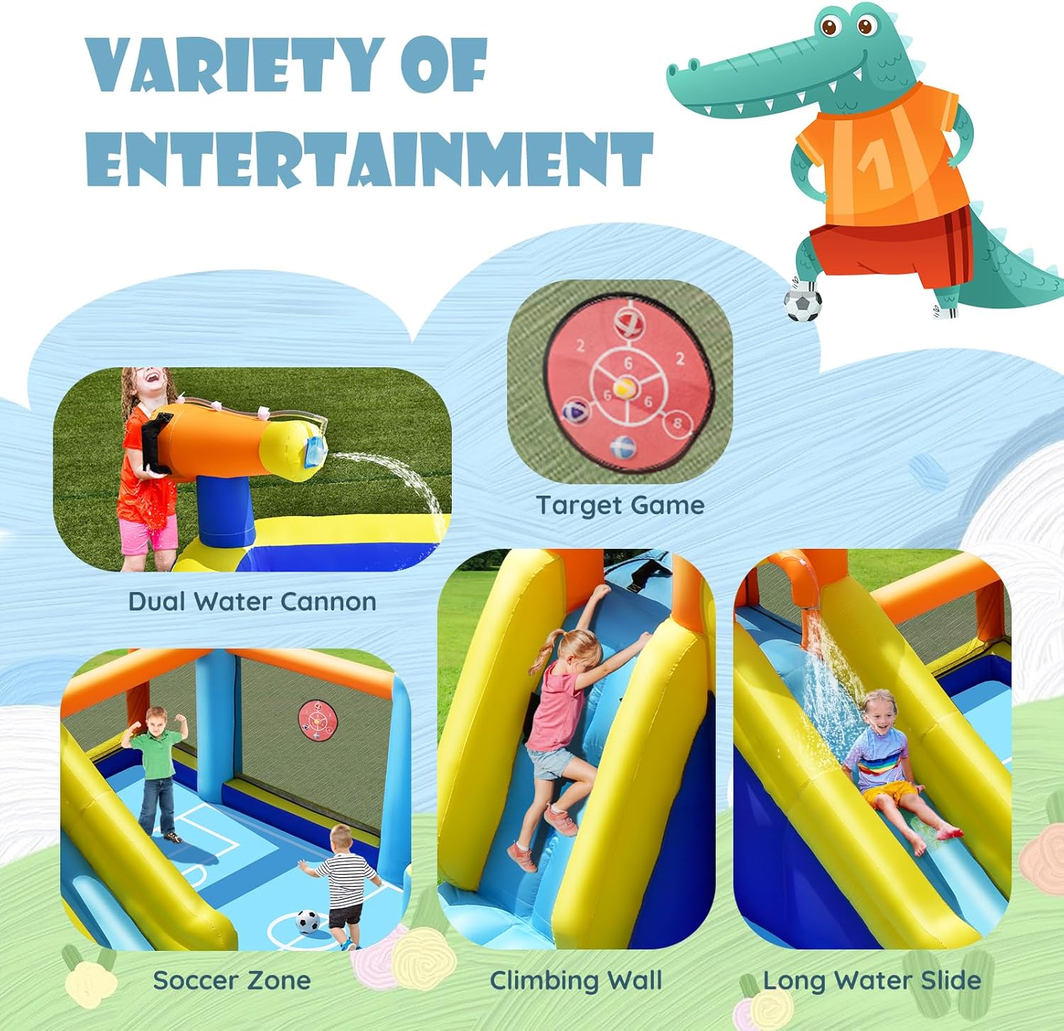 Giant Inflatable Water Slide B - Kids Outdoor Water Park 评论和价格
