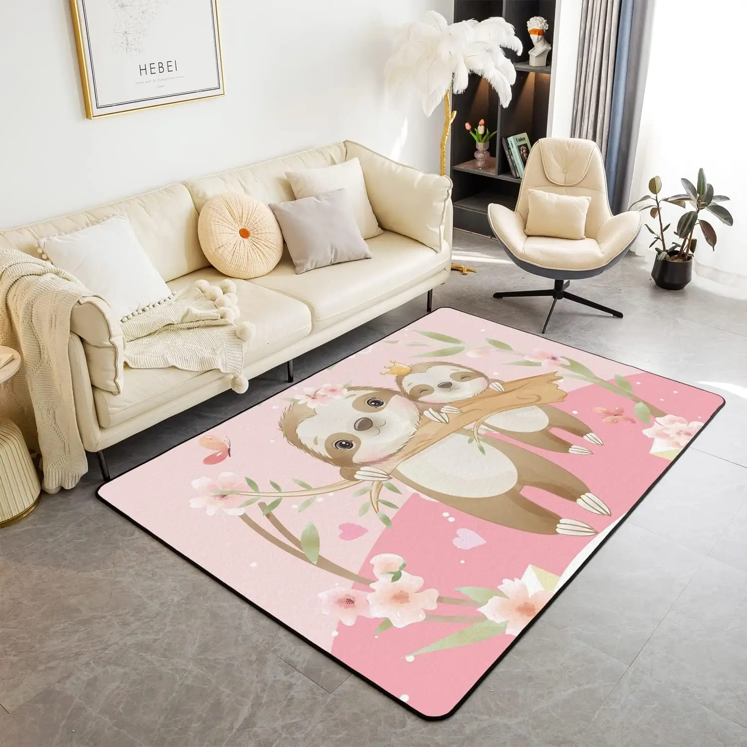 Cute Sloth Area Carpet Kids Ca - Kids Outdoor Zoo 评论和价格