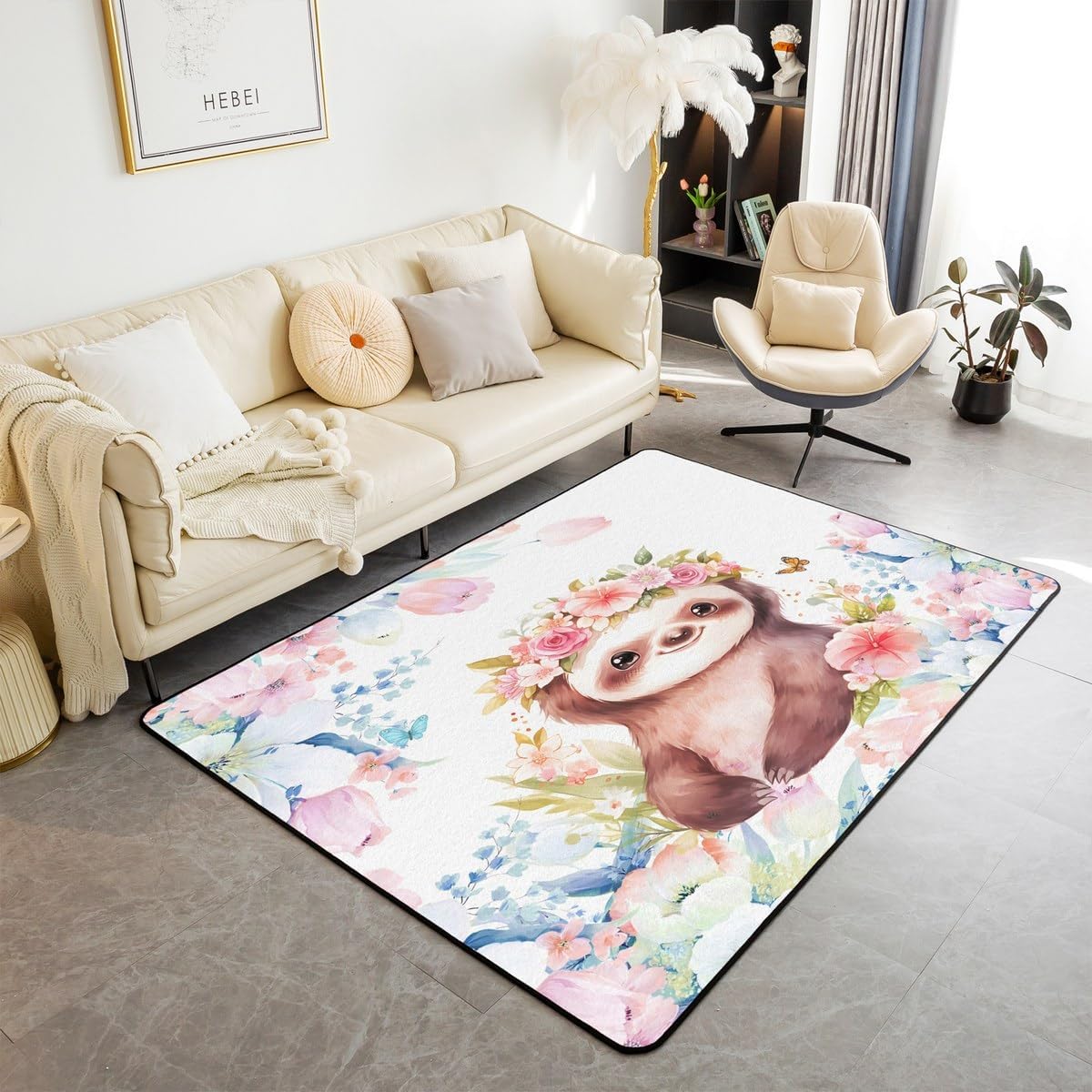 Cute Sloth Area Carpet Kids Ca - Kids Outdoor Zoo 评论和价格