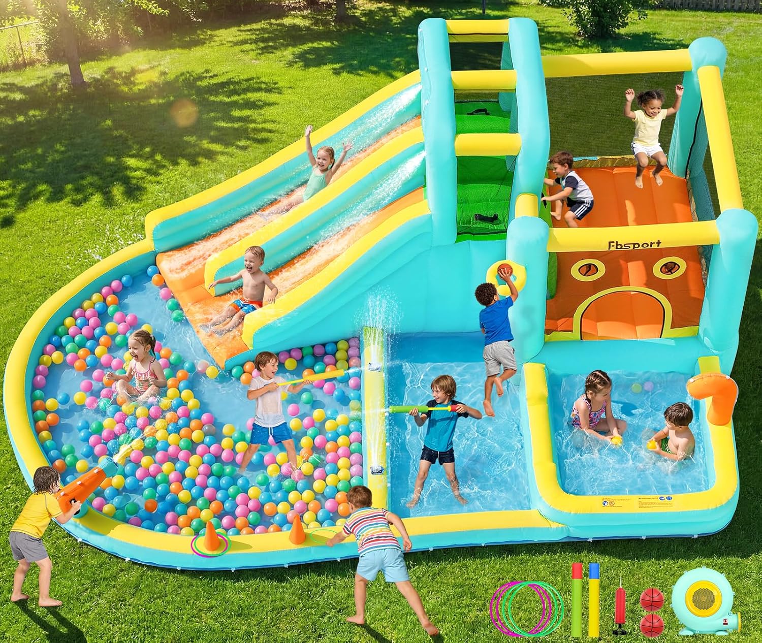Double Slide Inflatable Water  - Kids Outdoor Water Park 评论和价格