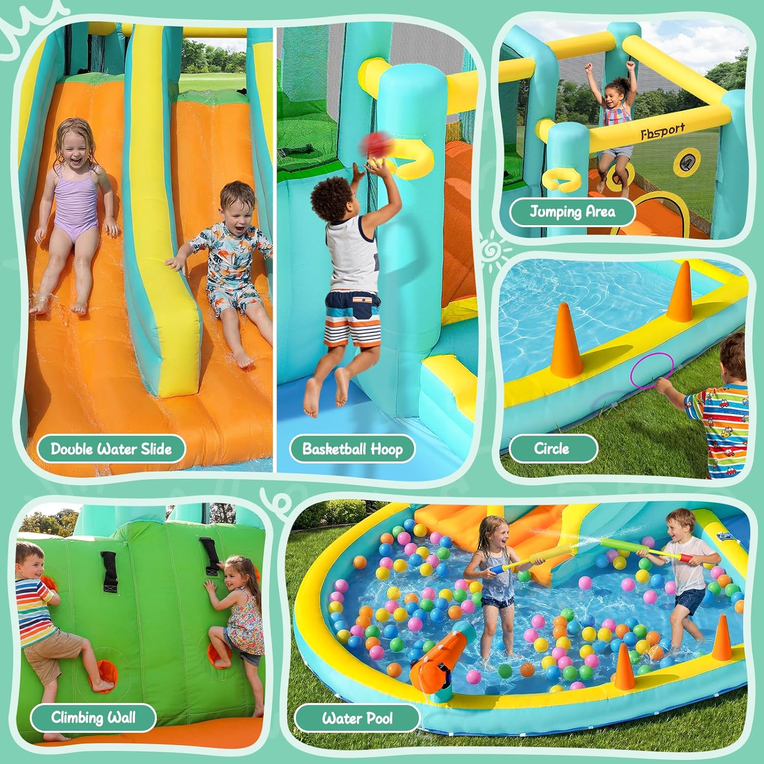 Double Slide Inflatable Water  - Kids Outdoor Water Park 评论和价格