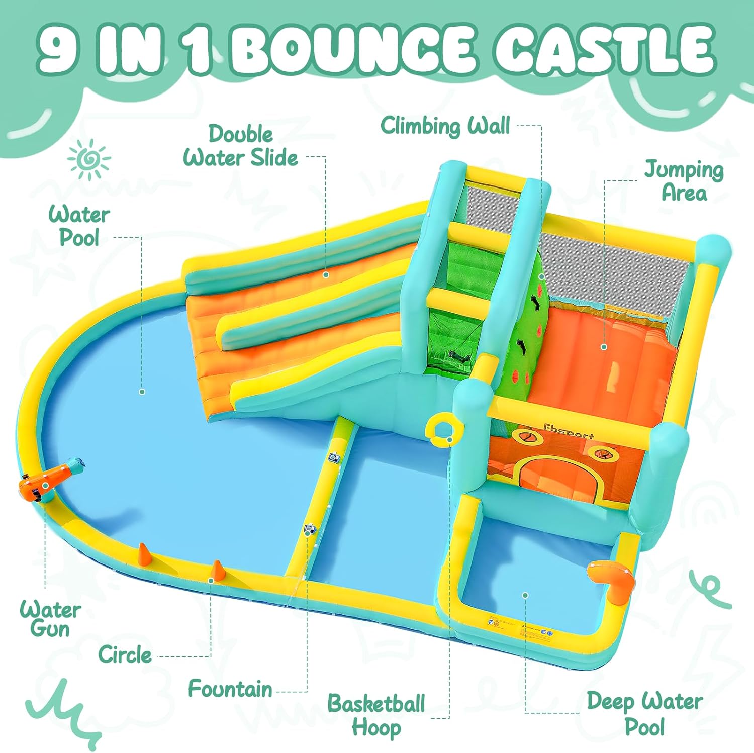 Double Slide Inflatable Water  - Kids Outdoor Water Park 评论和价格