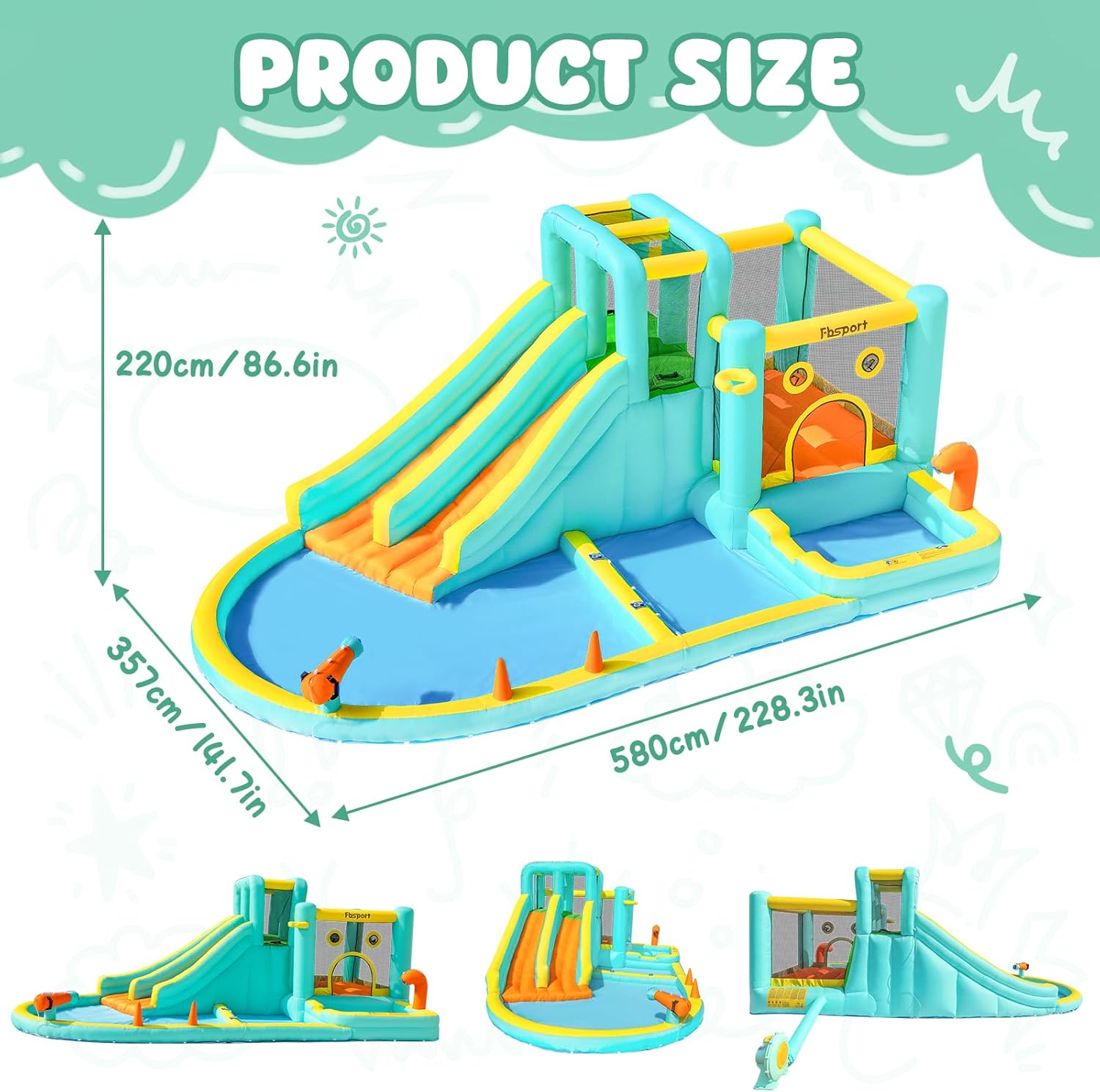 Double Slide Inflatable Water  - Kids Outdoor Water Park 评论和价格