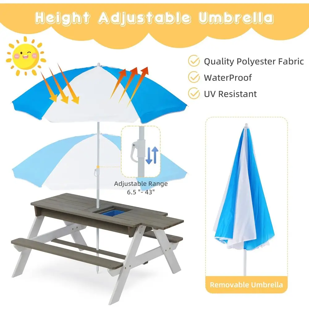 Convertible 3-in-1 Wooden Picn - Kids Outdoor Water Play Table 评论和价格
