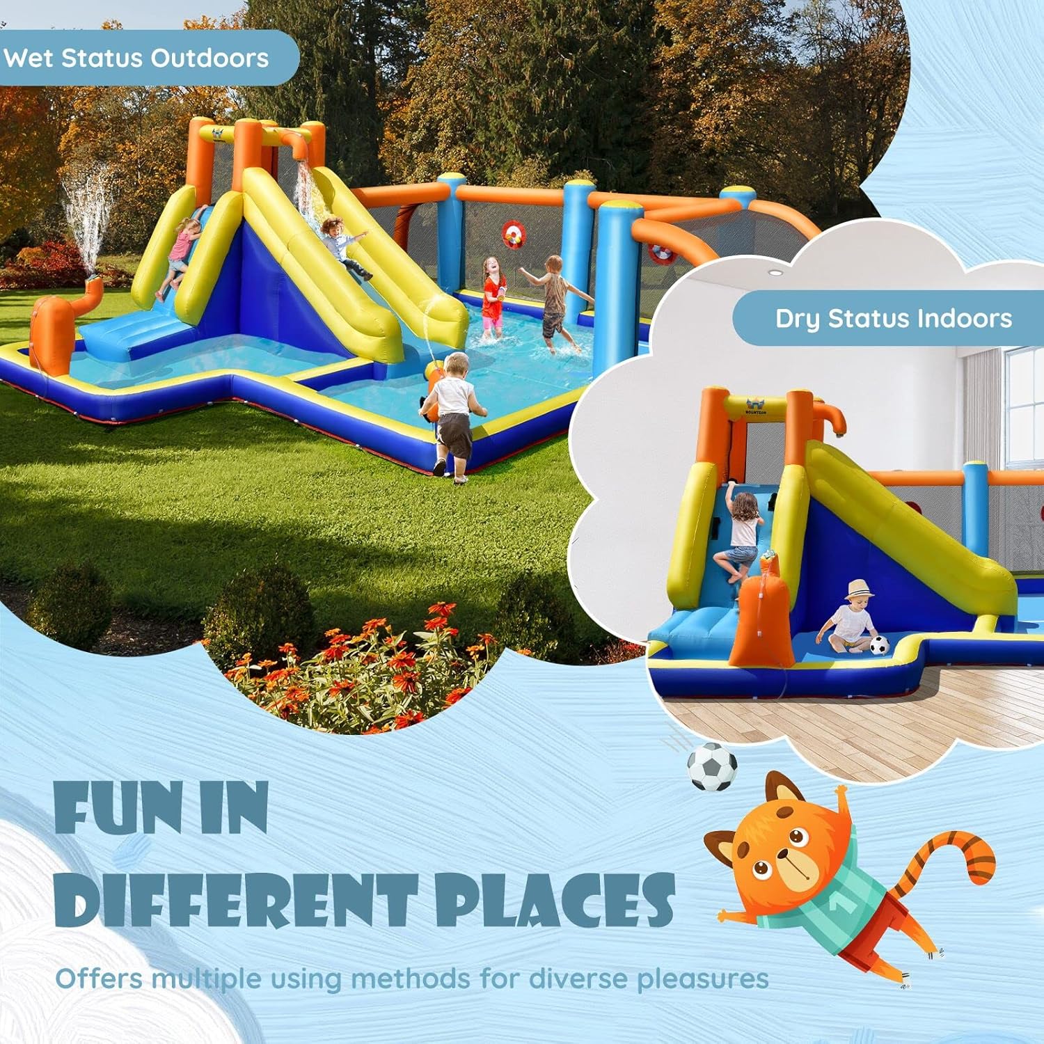 Inflatable Water Slide, Dual C - Kids Outdoor Water Park 评论和价格