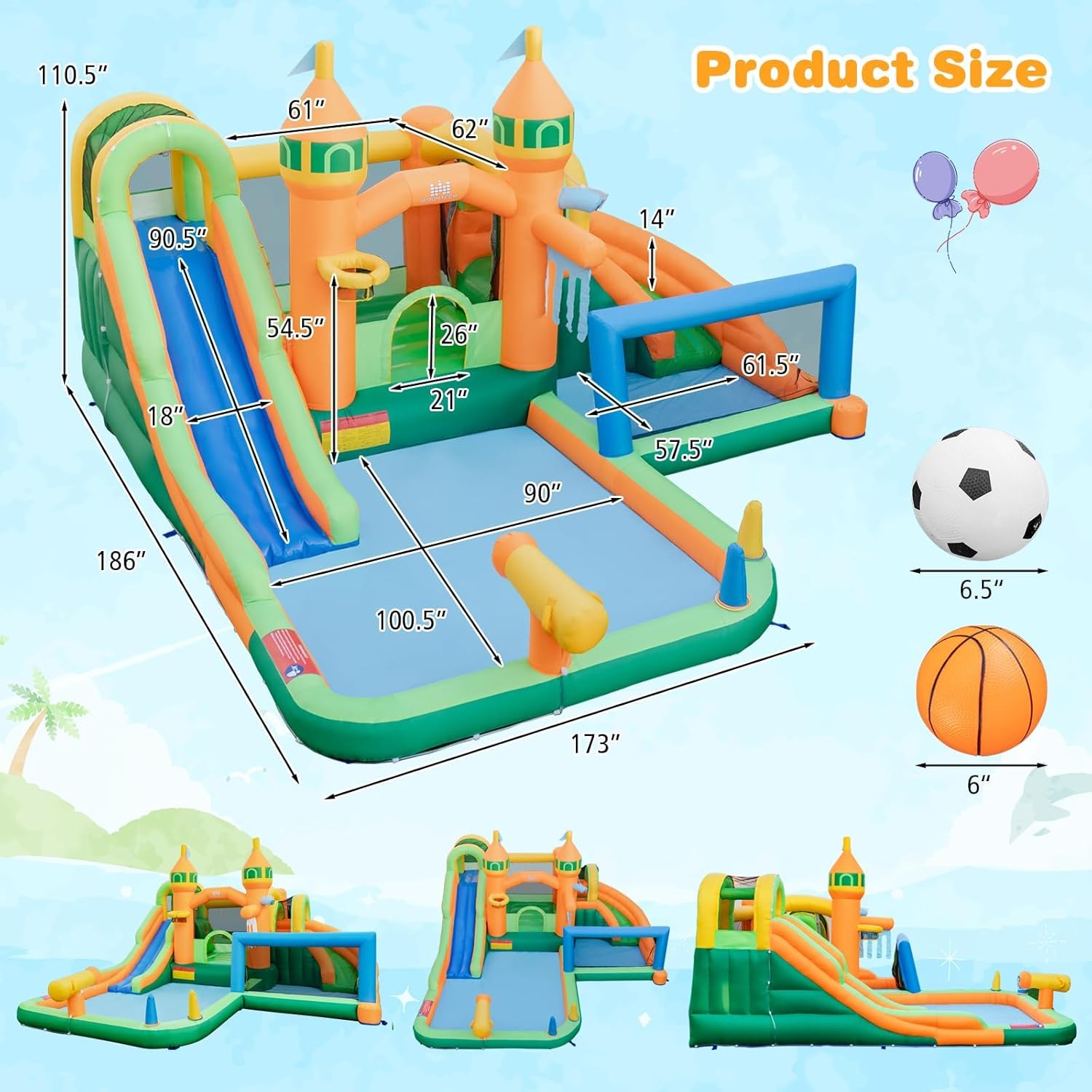 9-in-1 Inflatable Water Park B - Kids Outdoor Water Park 评论和价格